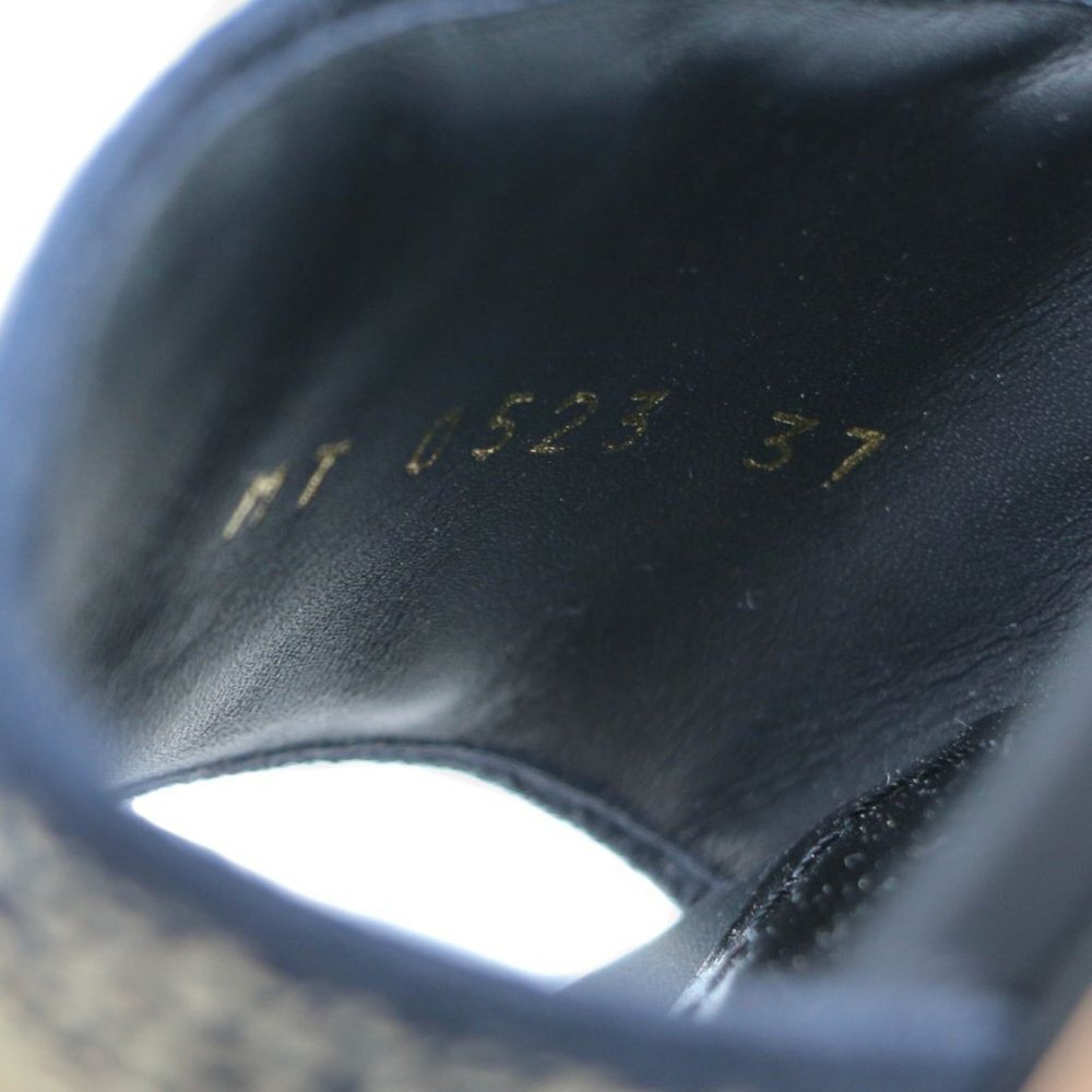 12688 - Christian Dior Dway Heeled Slide Dark Blue Embroidered Cotton Size 37 - Picture 8 of 8